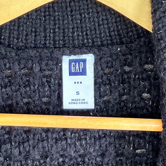 ❤️GAP Women/Junior Open Front Open Knit Collared Bolero Cardigan Black Sz S - Picture 2 of 10